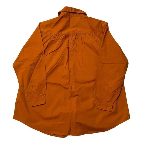 Roamans Womens Plus Size L 18W Button Up Shirt Tunic Long Sleeves Fall Orange - Picture 4 of 5
